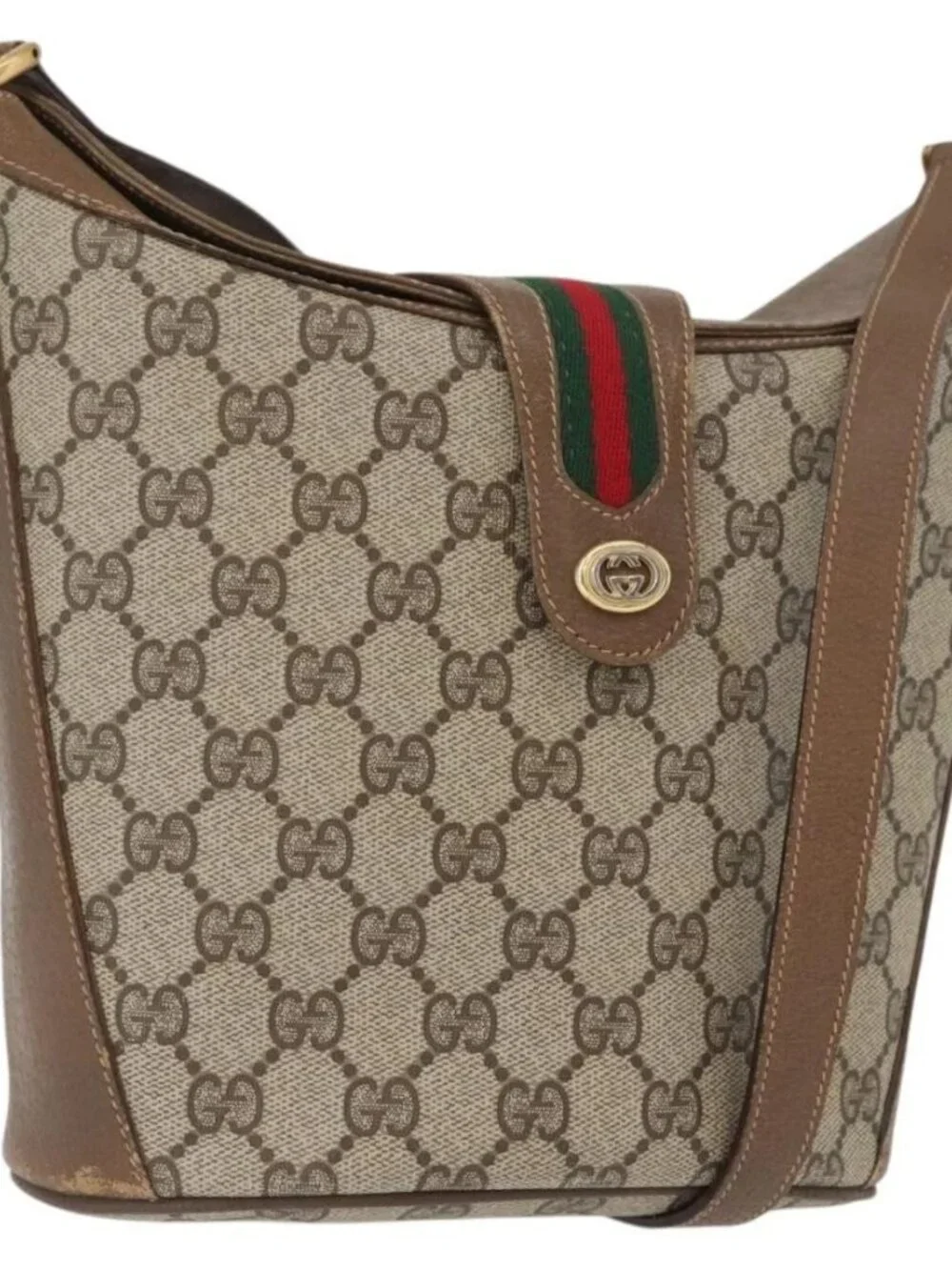 GUCCI GG Supreme Web Sherry Line Bag PVC Beige Gold 904 02 081 Auth ep13481 - Picture 2 of 16
